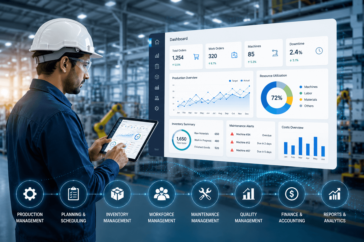 Industry management software dashboard visual